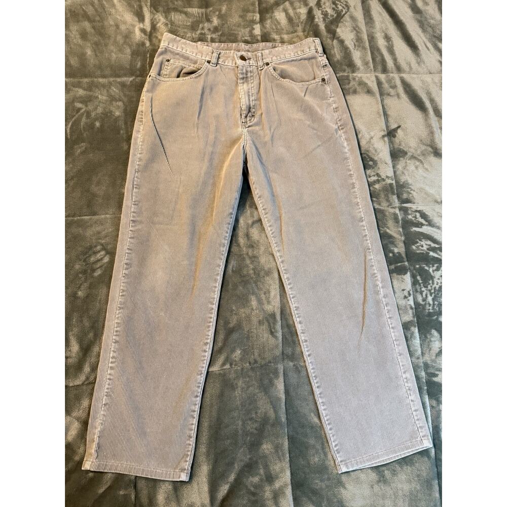 Vintage L.L. Bean Double L Corduroy Pants Gray/Beige 33x28 Made In USA